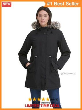 Faux Fur Lined Hooded Parka Quilted Zip Front Cold Weather Jacket